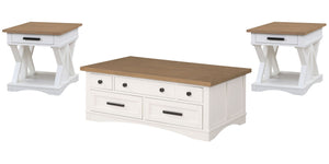 Americana Modern - Lift Top Cocktail Table Set Cotton 3 Pc. Lift Top Cocktail Table, 2 End Tables