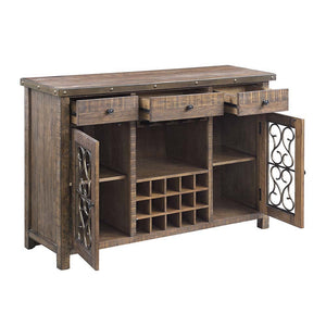 Raphaela - Server With Cup Holder & Wine Rack - Weathered Cherry
