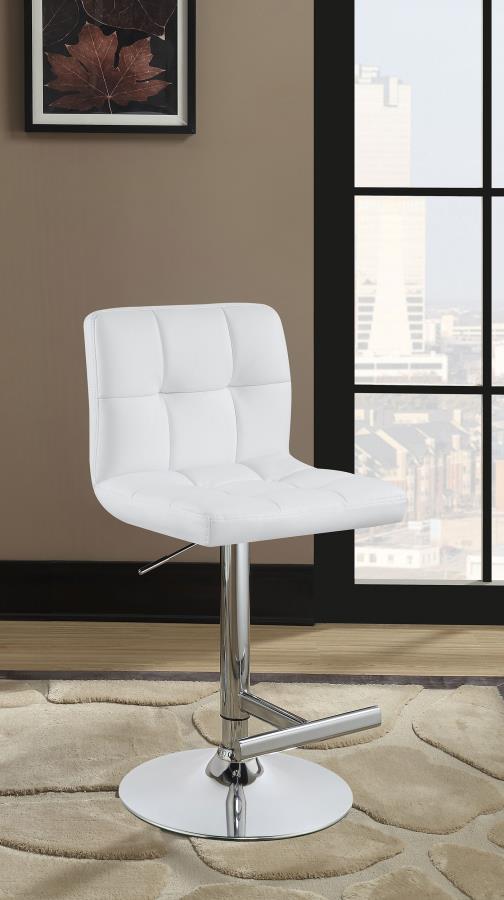 Lenny - Upholstered Adjustable Bar Stool (Set of 2) White