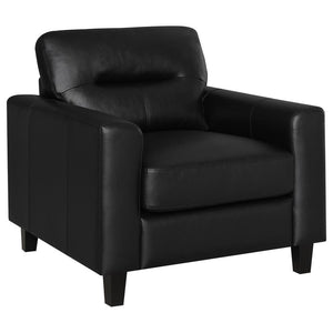 Scotland - Faux Leather Upholstered Track Arm Chair Black
