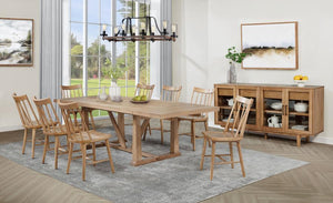 Middleton - 106" Extension Leaf Dining Set Light Brown 10 Pc. Table, 8 Chairs, Server
