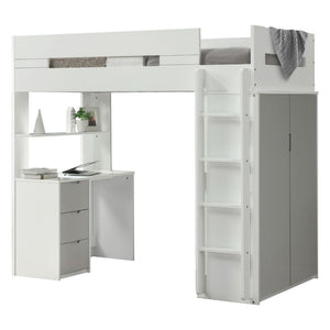Nerice - Loft Bed Light Gray Twin