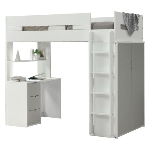 Nerice - Loft Bed Light Gray Twin