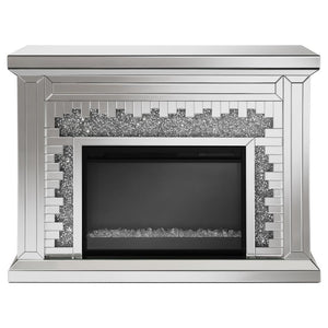 Gilmore - Mirrored Freestanding Electric Fireplace - Silver