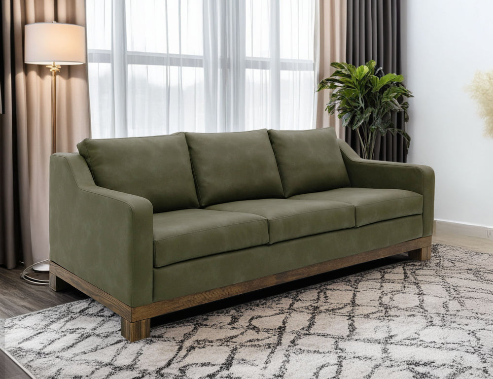 Natural Teca - Sofa - Olive Green