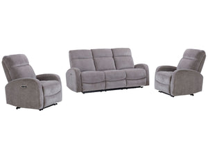 Tuscany - Power Reclining Sofa Set Gray 3 Pc. Sofa, 2 Recliners