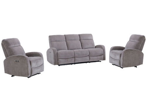 Tuscany - Power Reclining Sofa Set Gray 3 Pc. Sofa, 2 Recliners