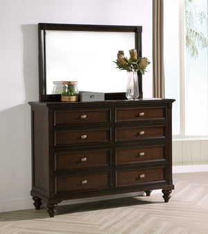 Andover - 8-Drawer Dresser And Mirror - Dark Oak