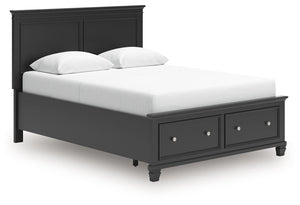 Lanolee - Panel Bed Black Queen 2 Drawers