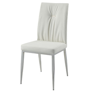 Kamaile - Side Chair (Set of 2) - Beige Synthetic Leather & Chrome