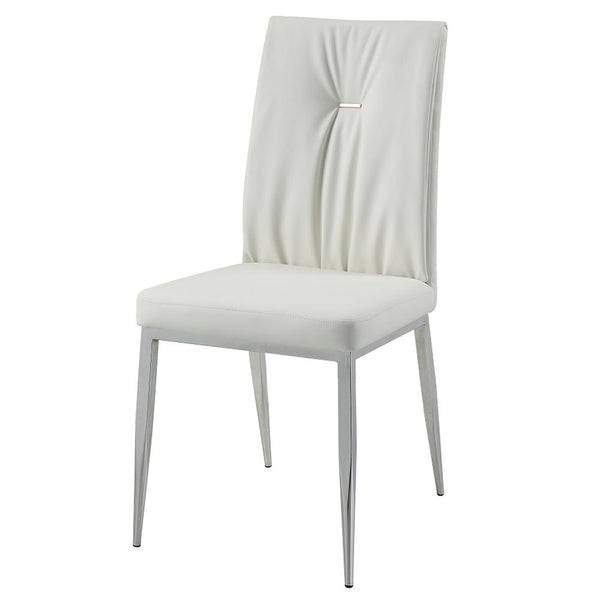 Kamaile - Side Chair (Set of 2) - Beige Synthetic Leather & Chrome