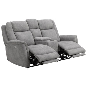 Linus - Zero Gravity Power Reclining Console Loveseat - Hudson Gray