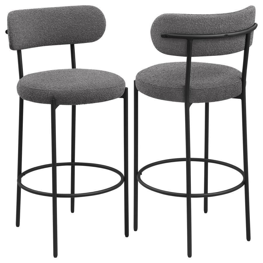Viola - Boucle Upholstered Bar Stool (Set of 2) Dark Gray 20"W x 20"D x 36"H