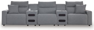 ModMax II - Salt And Pepper - Reclining Sectional Gray 5 Pc. Power Reclining Sectional With LAF Zero Wall Power Recliner