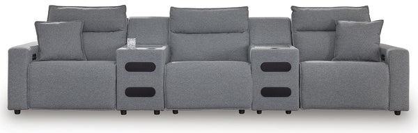 ModMax II - Salt And Pepper - Reclining Sectional Gray 5 Pc. Power Reclining Sectional With LAF Zero Wall Power Recliner