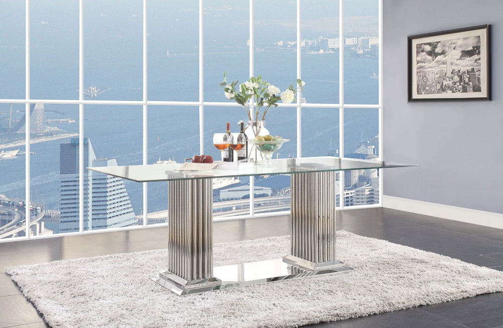 Cyrene - Dining Table - Clear Glass Top & Stainless Steel