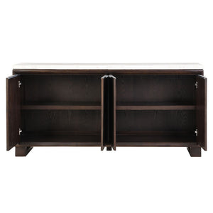 Edwyn - Server With Marble Top - Natural Marble Top & Espresso Finish