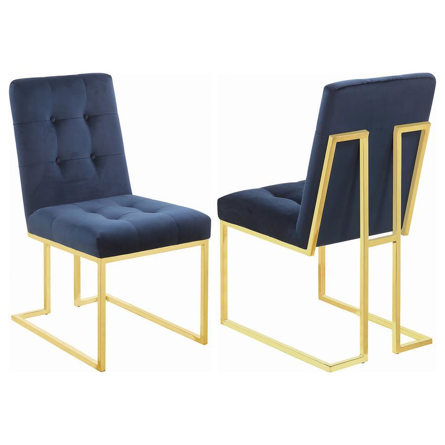 Cisco - Velvet Upholstered Dining Side Chair (Set of 2) Gold