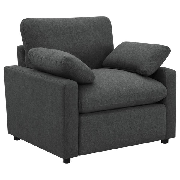 Collins - Upholstered Power Recliner Chair Dark Gray