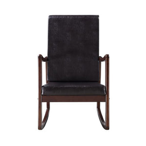 Raina - Rocking Chair - Dark Brown Synthetic Leather & Espresso