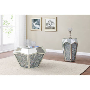 Noralie - 18" Coffee Table - Mirrored & Faux Diamonds