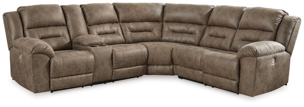 Ravenel - Power Reclining Sectional Pearl Silver 3 Pc. Power Reclining Sectional With Left Arm Facing Power Reclining Loveseat With Console