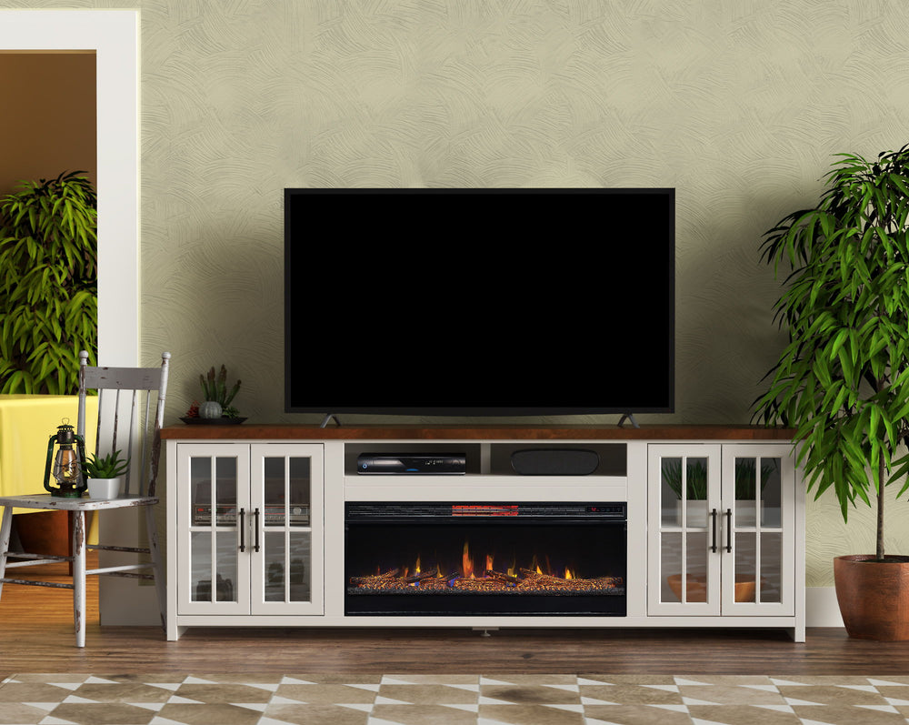 Hampton - 97" Fireplace TV Stand - Jasmine Whitewash / Barnwood