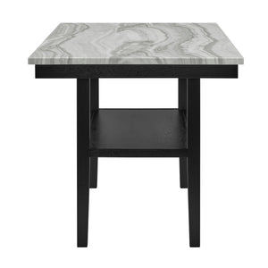 Marbel - 5 Piece Faux Marble Counter Height Set - Dove / Black