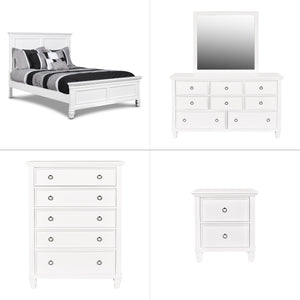 Tamarack - Bedroom Set White 5 Pc. Bed, Dresser, Mirror, Chest, Nightstand Queen