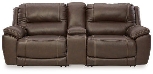 Dunleith - Power Reclining Sectional Dark Brown 3 Pc. Power Reclining Loveseat With Console