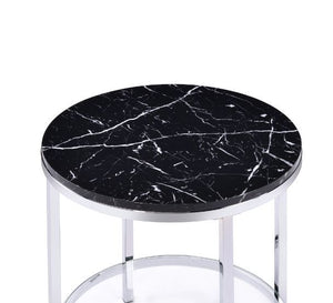 Virlana - End Table - Faux Black Marble Top & Chrome