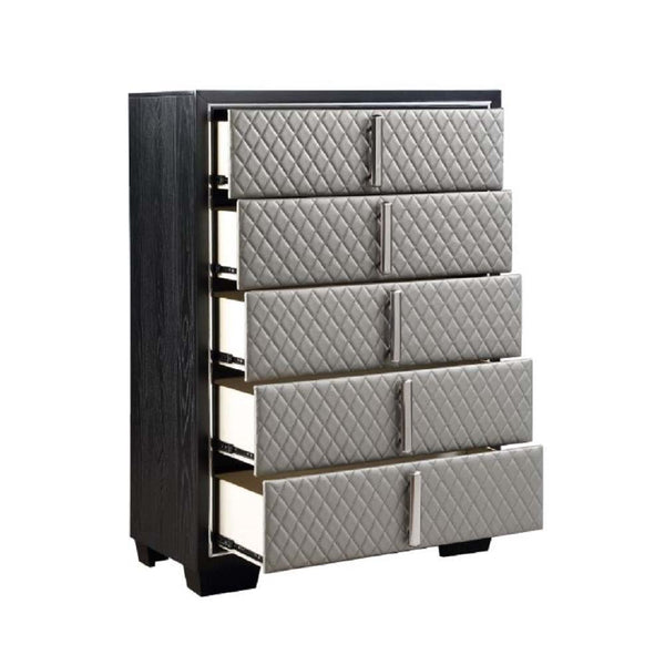 Nicola - Chest - Silver Synthetic Leather & Black