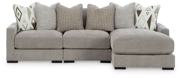 Aslan Court - Sectional Gray 3 Pc. Sofa Sectional With RAF Corner Chaise