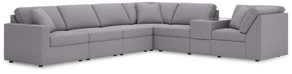 Modmax - Granite - Sectional Gray 7 Pc. Sectional With Storage Console And Laf Corner Chair