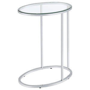 Kyle - Oval Glass Top C-Shaped Sofa Side Table - Chrome