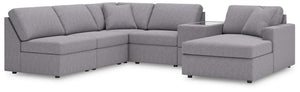 Modmax - Granite - Sectional Gray 6 Pc. Sectional With Raf Corner Chaise And Storage Console