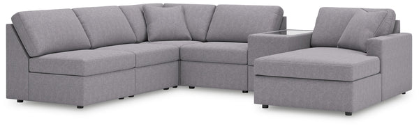 Modmax - Granite - Sectional Gray 6 Pc. Sectional With Raf Corner Chaise And Storage Console