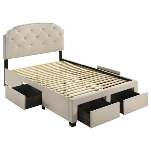Marianna - 4-Drawer Upholstered Storage Bed Beige