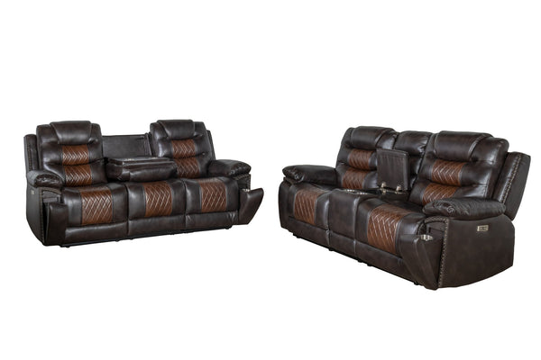 Nikko - Reclining Sofa Set Dark Brown 2 Pc. Power Reclining Sofa, Loveseat
