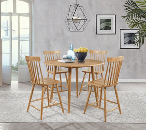 Andrews - Round Counter Dining Set Light Brown 5 Pc. Table, 4 Chairs