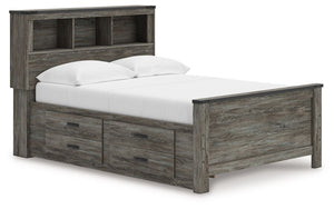 Frandern - Bookcase Panel Bed Gray Full 4 Drawers