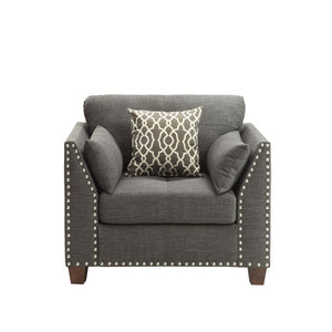 Laurissa - Chair With 3 Pillows - Light Charcoal Linen