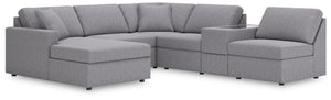 Modmax - Granite - Sectional Gray 6 Pc. Sectional With Laf Corner Chaise And Storage Console