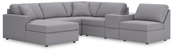 Modmax - Granite - Sectional Gray 6 Pc. Sectional With Laf Corner Chaise And Storage Console