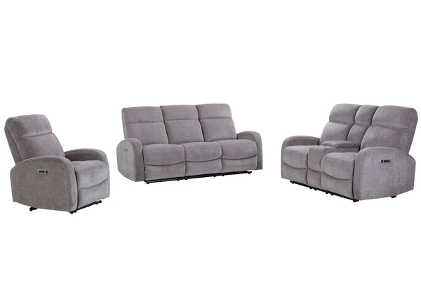 Tuscany - Power Reclining Sofa Set Gray 3 Pc. Sofa, Loveseat, Recliner