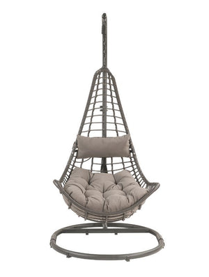 Uzae - Hanging Chair - Gray Fabric & Charcoal Wicker