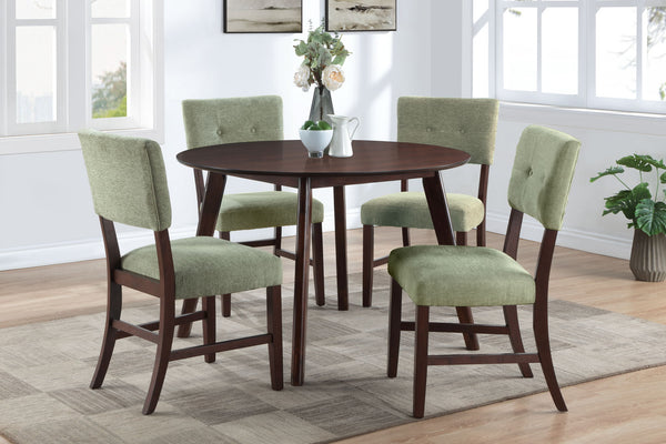 Tioga - 47" Round Dining Table Set Green 5 Pc. Table, 4 Chairs