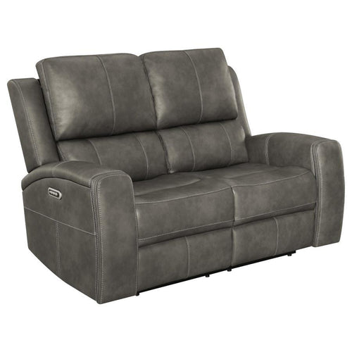 Brickston - Triple Power Reclining Loveseat Dark Gray