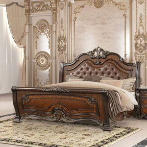 Bella Notte - Padded Sleigh Bed Light Brown