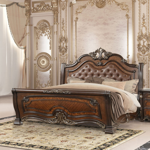 Bella Notte - Padded Sleigh Bed Light Brown